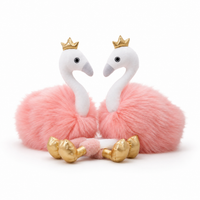 Rosa Flamingo Kuscheltier mit goldener Krone - 20cm · 30cm