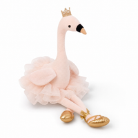 Flamingo Kuscheltier Tänzerin mit weißem Tutu 35cm - Fond blanc frontal