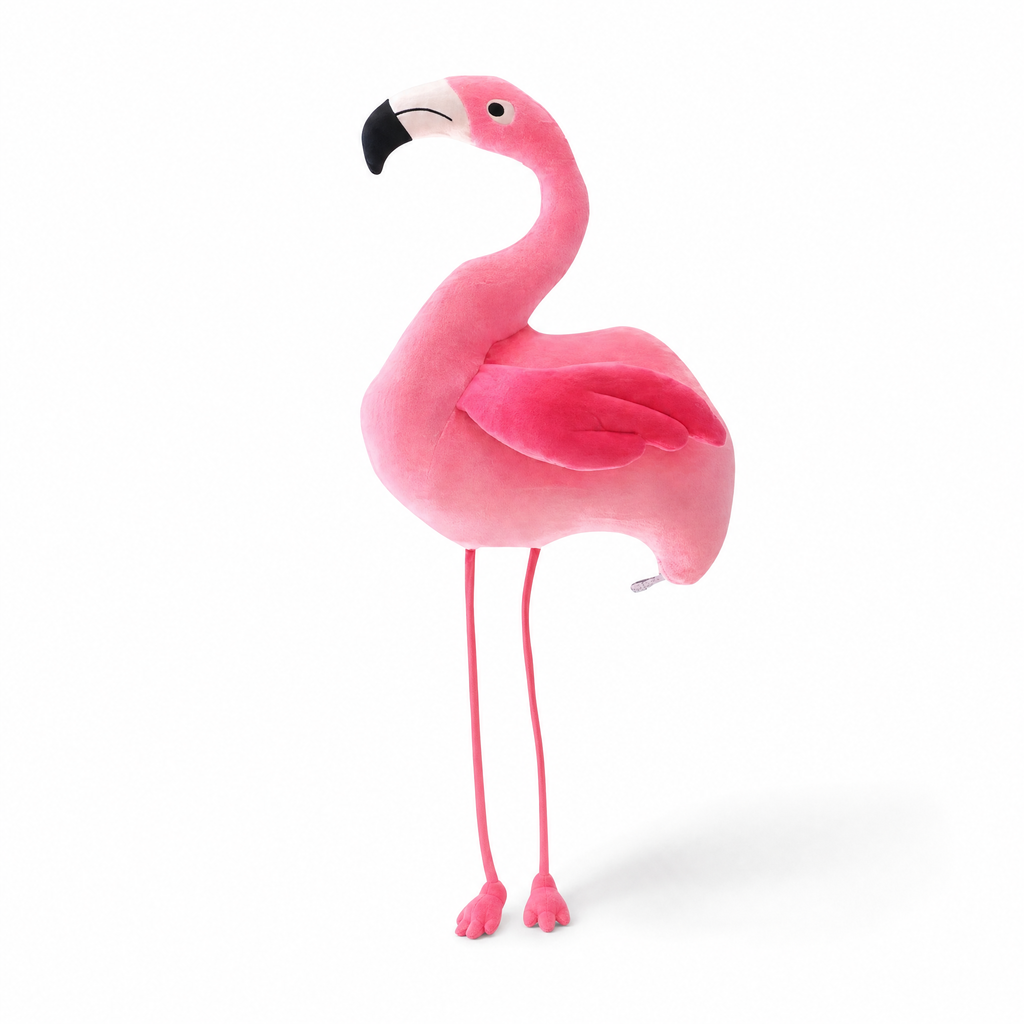 Flamingo Kuscheltier XXL Deko - Weißer Hintergrund frontal