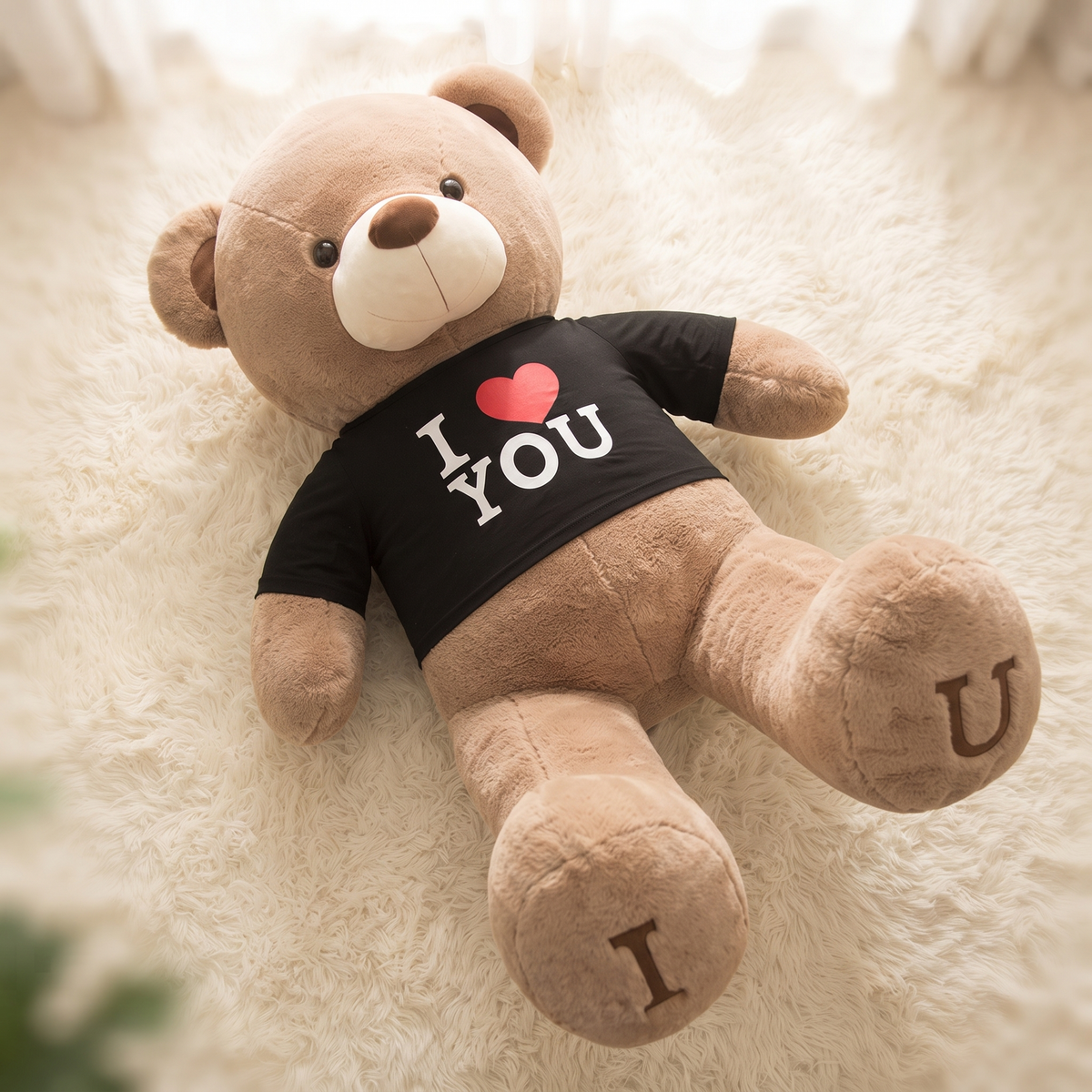 Bär Kuscheltier XXL I Love You - Detailaufnahme Material