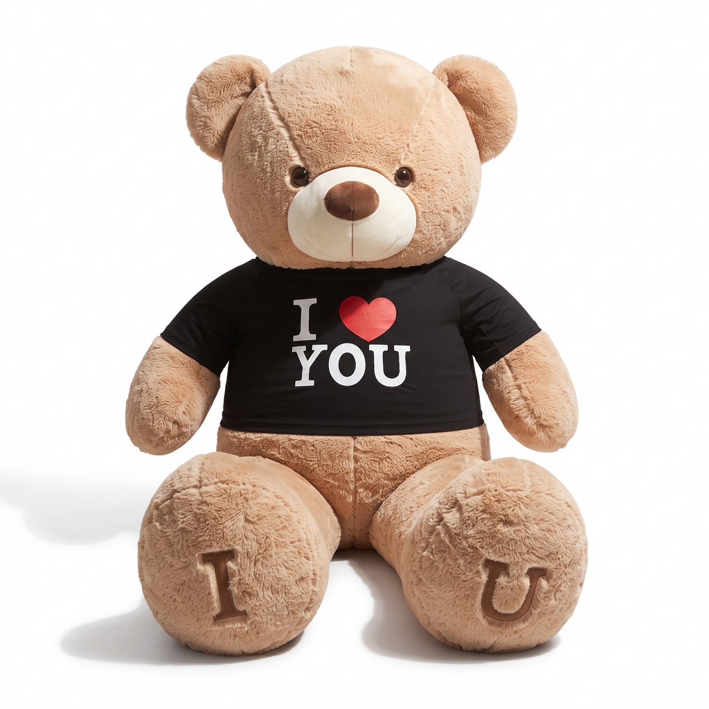 Bär Kuscheltier XXL I Love You - weißer Hintergrund Frontalansicht
