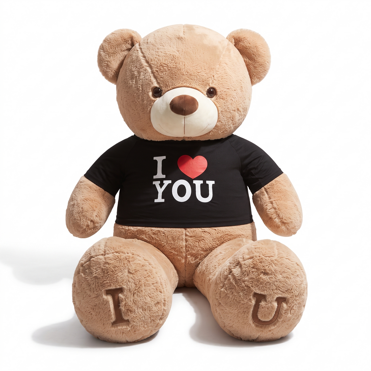 Bär Kuscheltier XXL I Love You - weißer Hintergrund Frontalansicht