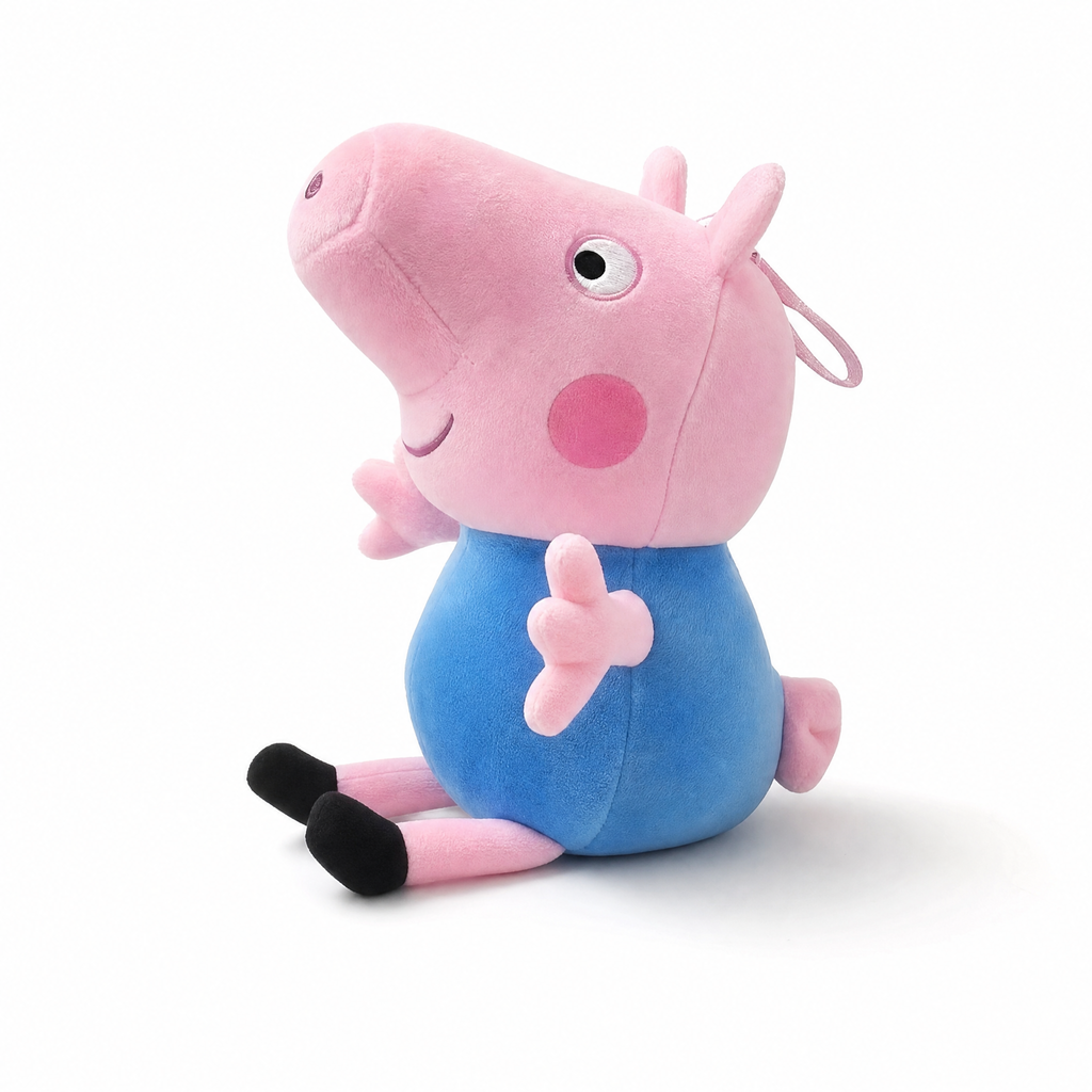 George Pig Kuscheltier 19 cm aus weicher Baumwolle - Weißer Hintergrund frontal