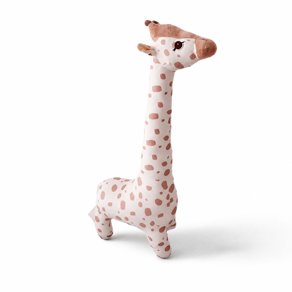 Giraffe Kuscheltier verschmust 65 cm Baumwolle Rosa - Weißer Hintergrund frontal