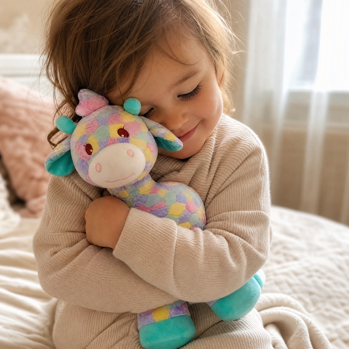 Giraffe Kuscheltier bunt Regenbogen 30 cm - Verwendung gemütlich Innenbereich