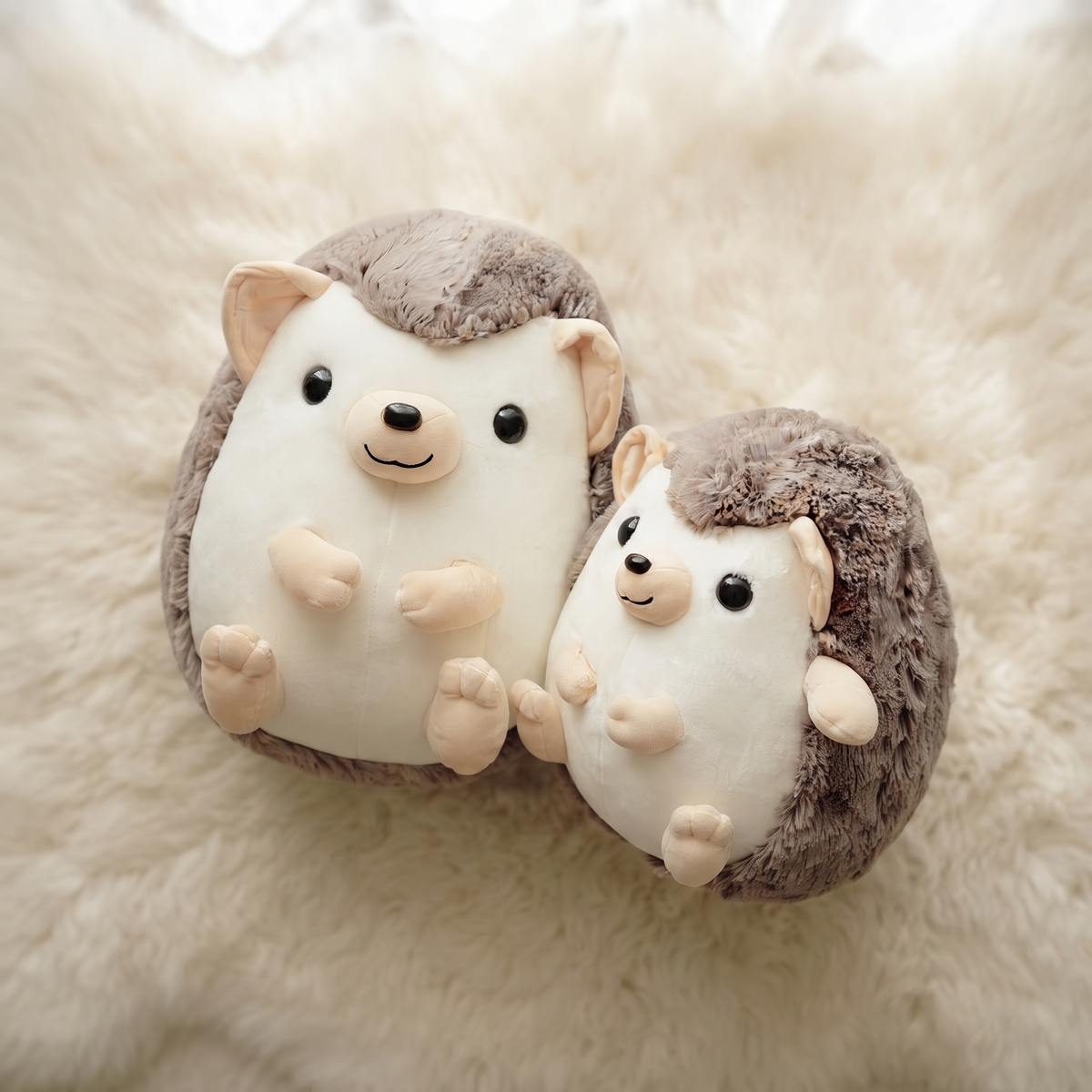 Igel Kuscheltier, liebenswert, Braun und Creme - Detailansicht Material
