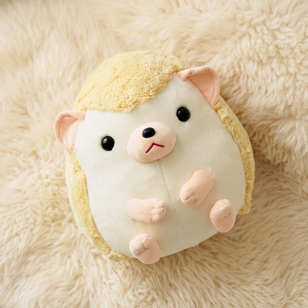 Igel Kuscheltier Kawaii, Gelb und Beige - Detailansicht Material