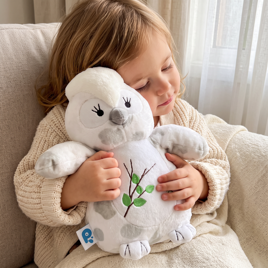 Weißes Kawaii Eulen Kuscheltier 30cm - Anwendung gemütlich Innenbereich