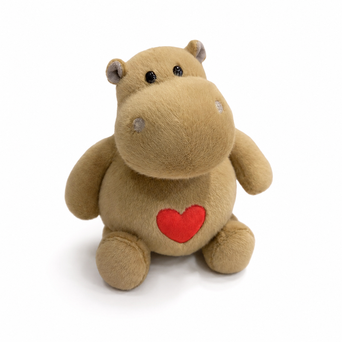 Nilpferd Kuscheltier mit Herz, Beige oder Grau - 25 cm / Beige · 35 cm / Beige