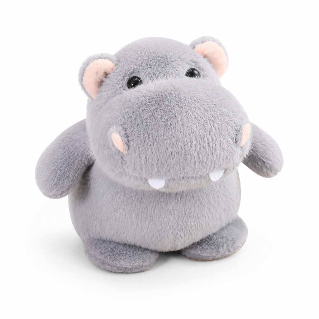 Graues Nilpferd Kuscheltier in drei Größen - 12cm · 22cm · 35cm
