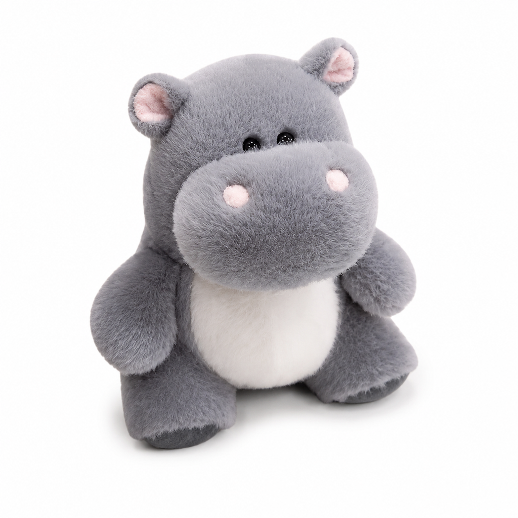 Nilpferd Kuscheltier ganz weich 23 cm - Grau