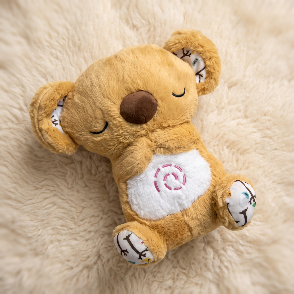 Beruhigendes Koala Kuscheltier das Atmet mit Musik - Detail Material