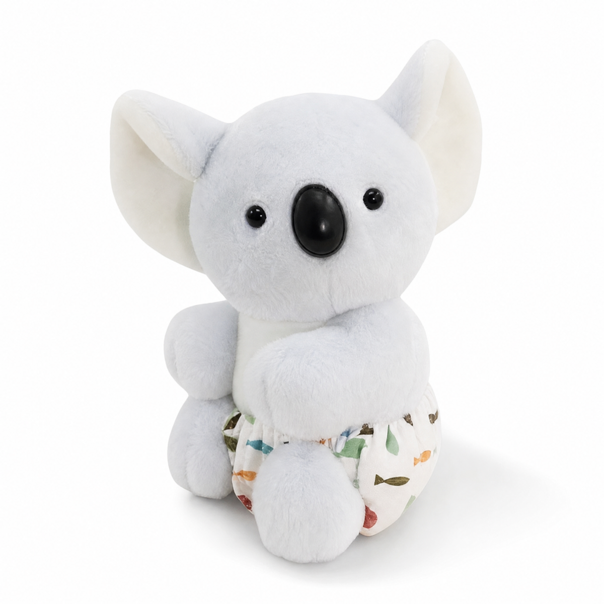 Blaues Koala Kuscheltier Kawaii 25 cm - Frontalansicht auf weißem Hintergrund