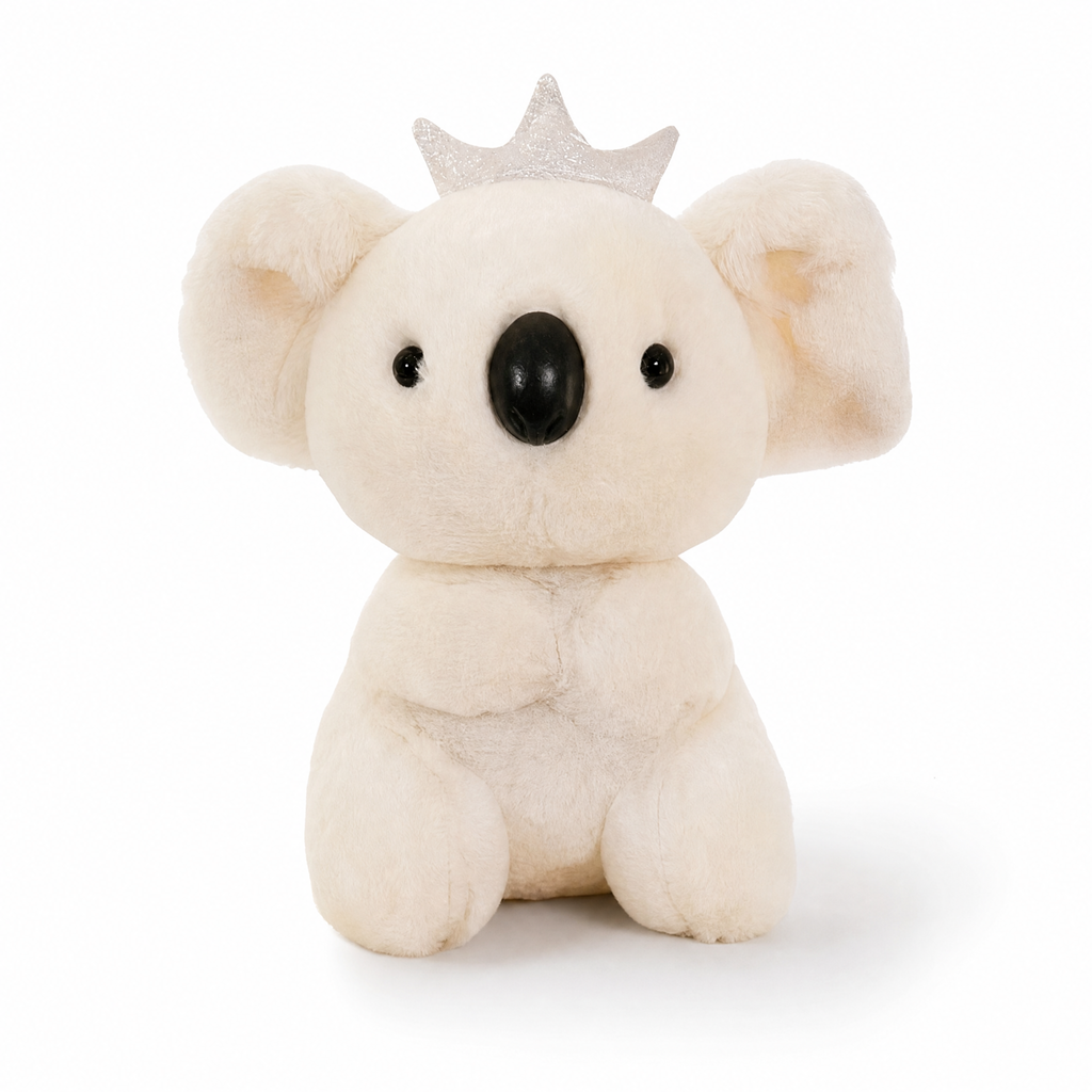 Koala Kuscheltier mit Krone 20cm - Frontalansicht auf weißem Hintergrund