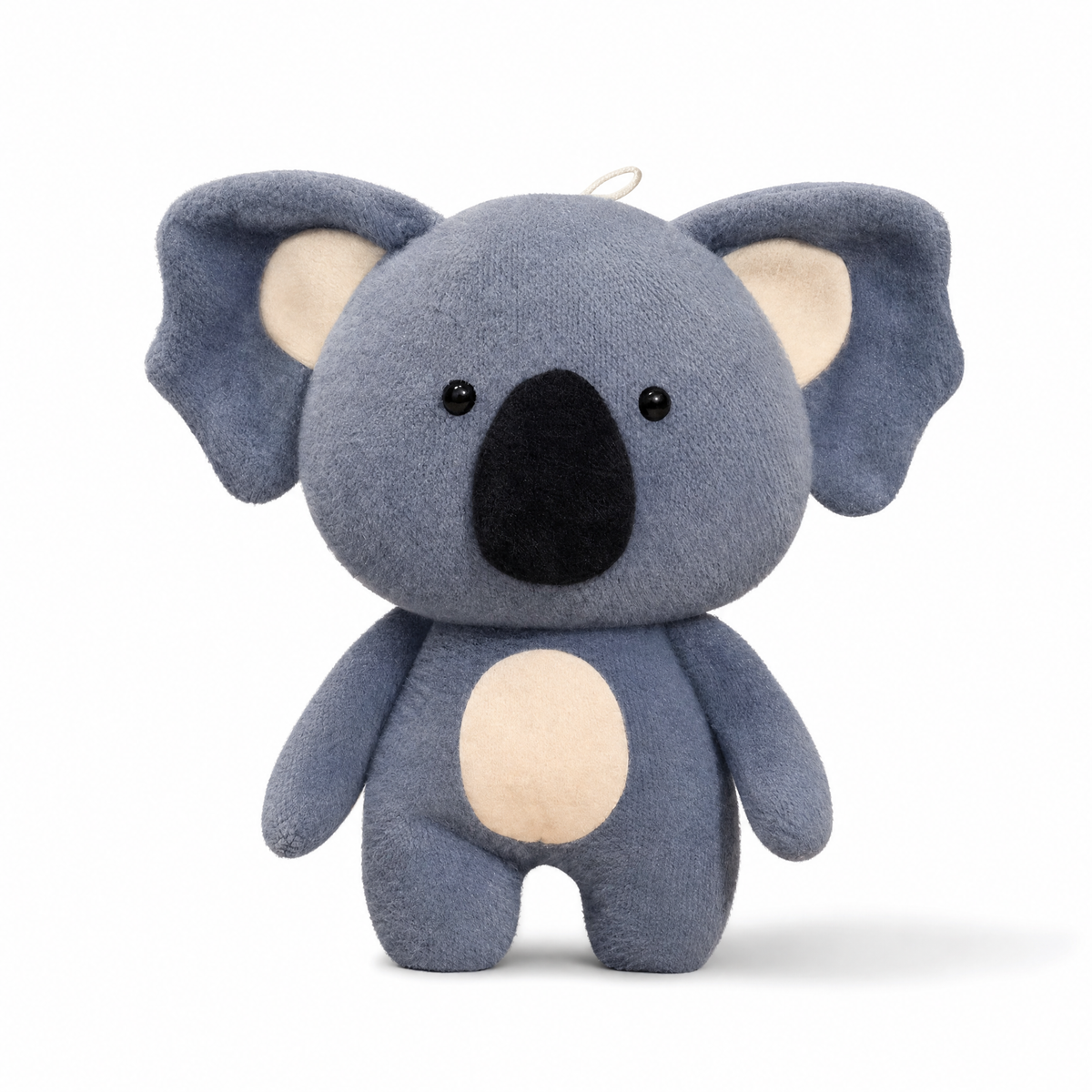 Koala Kuscheltier aus weicher Wolle - Frontalansicht auf weißem Hintergrund