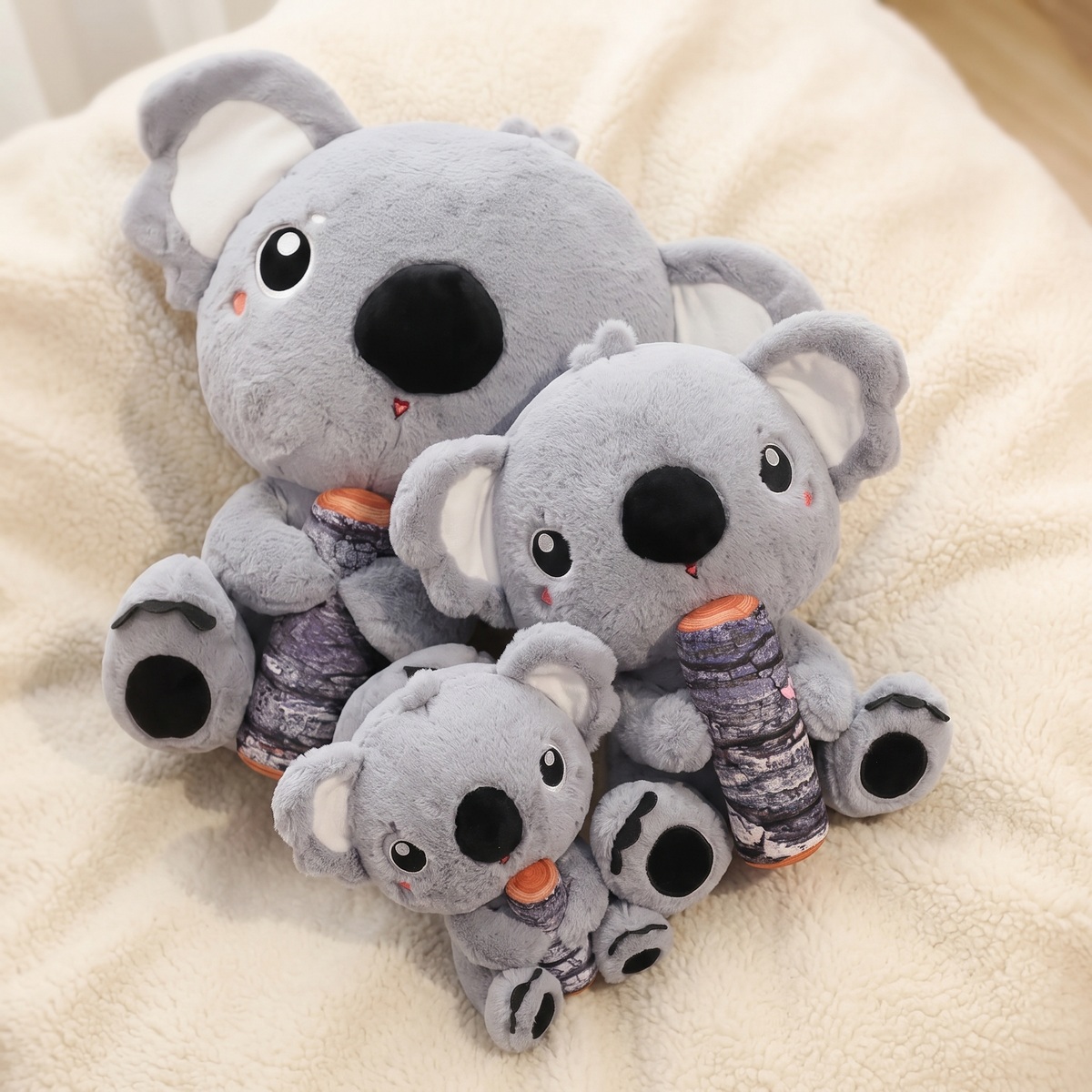 Graues Koala Kuscheltier mit Bambus - Detail Material