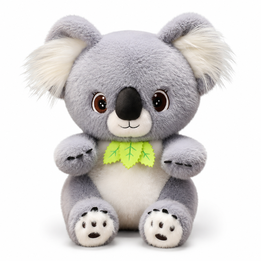 Graues Koala Kuscheltier mit Eukalyptusblatt - 35cm · 45cm · 55cm