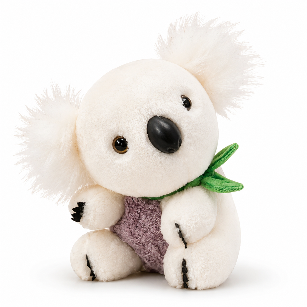 Koala Kuscheltier Grau und Weiß mit Eukalyptusblatt - 18cm / Weiß · 22cm / Weiß