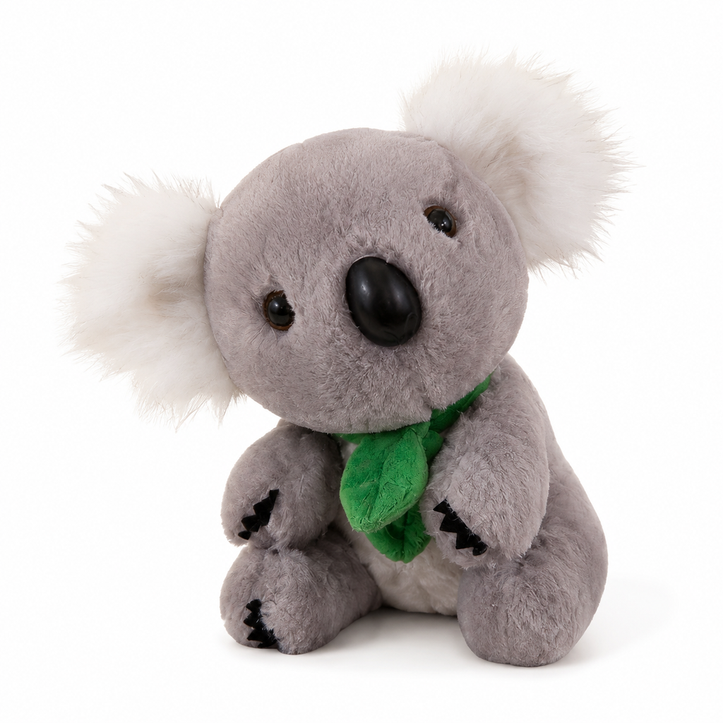 Koala Kuscheltier Grau und Weiß mit Eukalyptusblatt - 18cm / Grau · 22cm / Grau