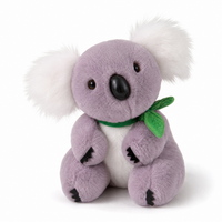 Koala Kuscheltier Grau und Weiß mit Eukalyptusblatt - weißer Hintergrund Frontal