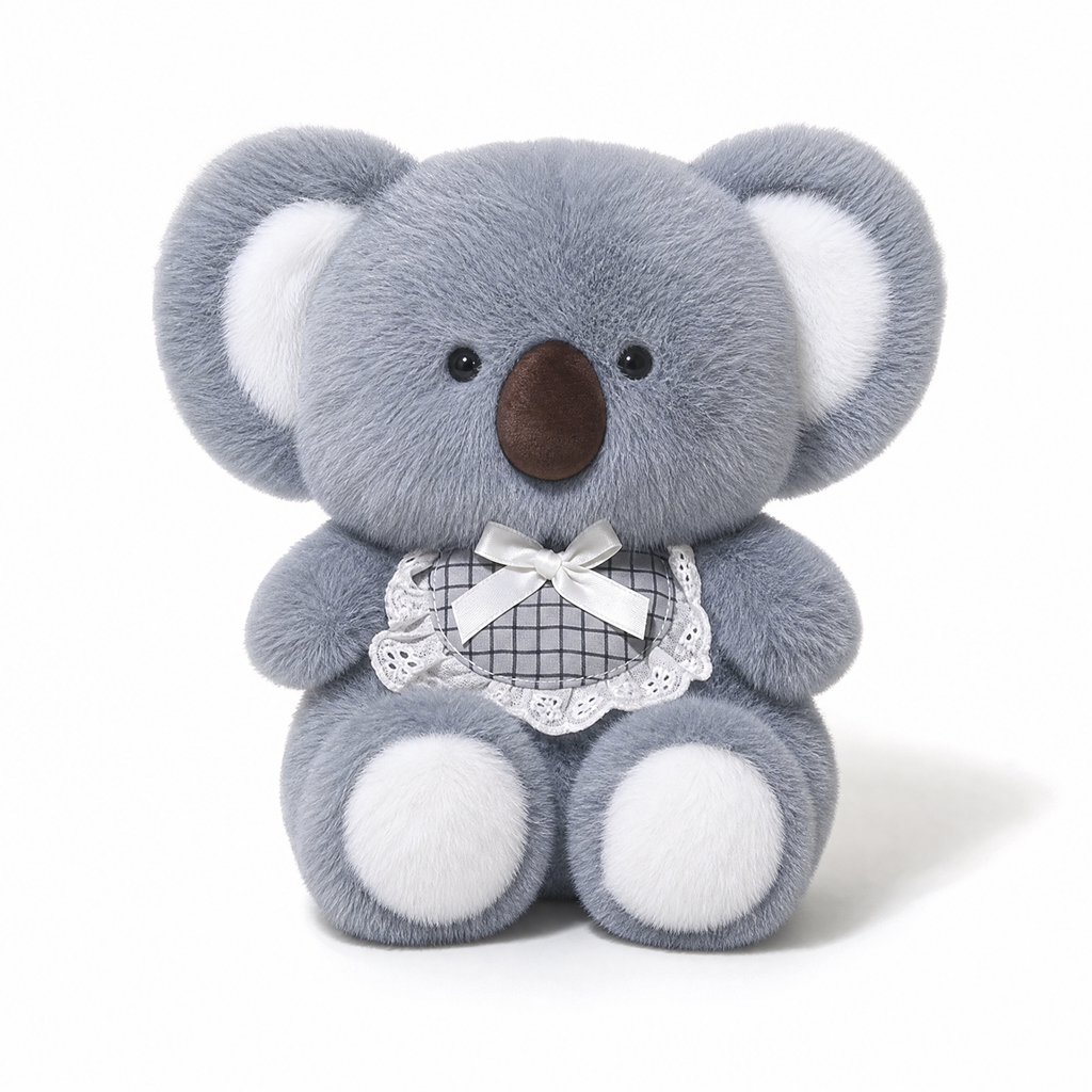 Graues Koala Kuscheltier ganz weich 20 cm - Frontalansicht auf weißem Hintergrund