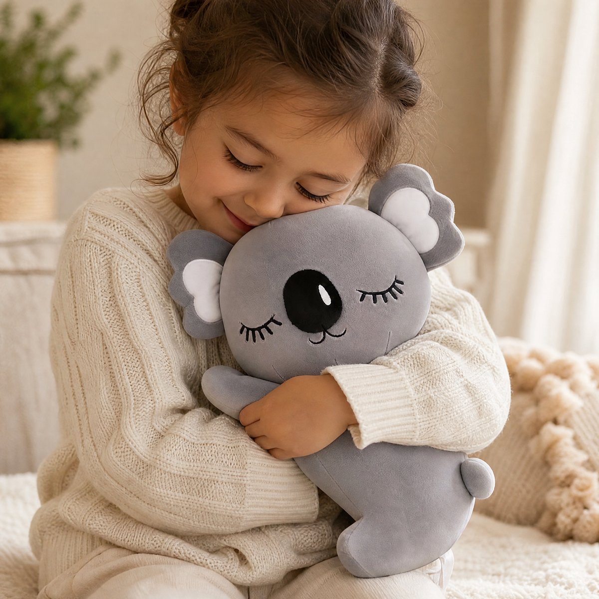 Graues Koala Kissen Kuscheltier - Anwendung gemütlich Innenbereich