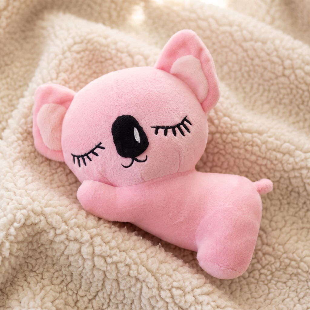 Rosa Koala Kuscheltier mit schlafendem Gesicht 20 cm - Detailansicht Material