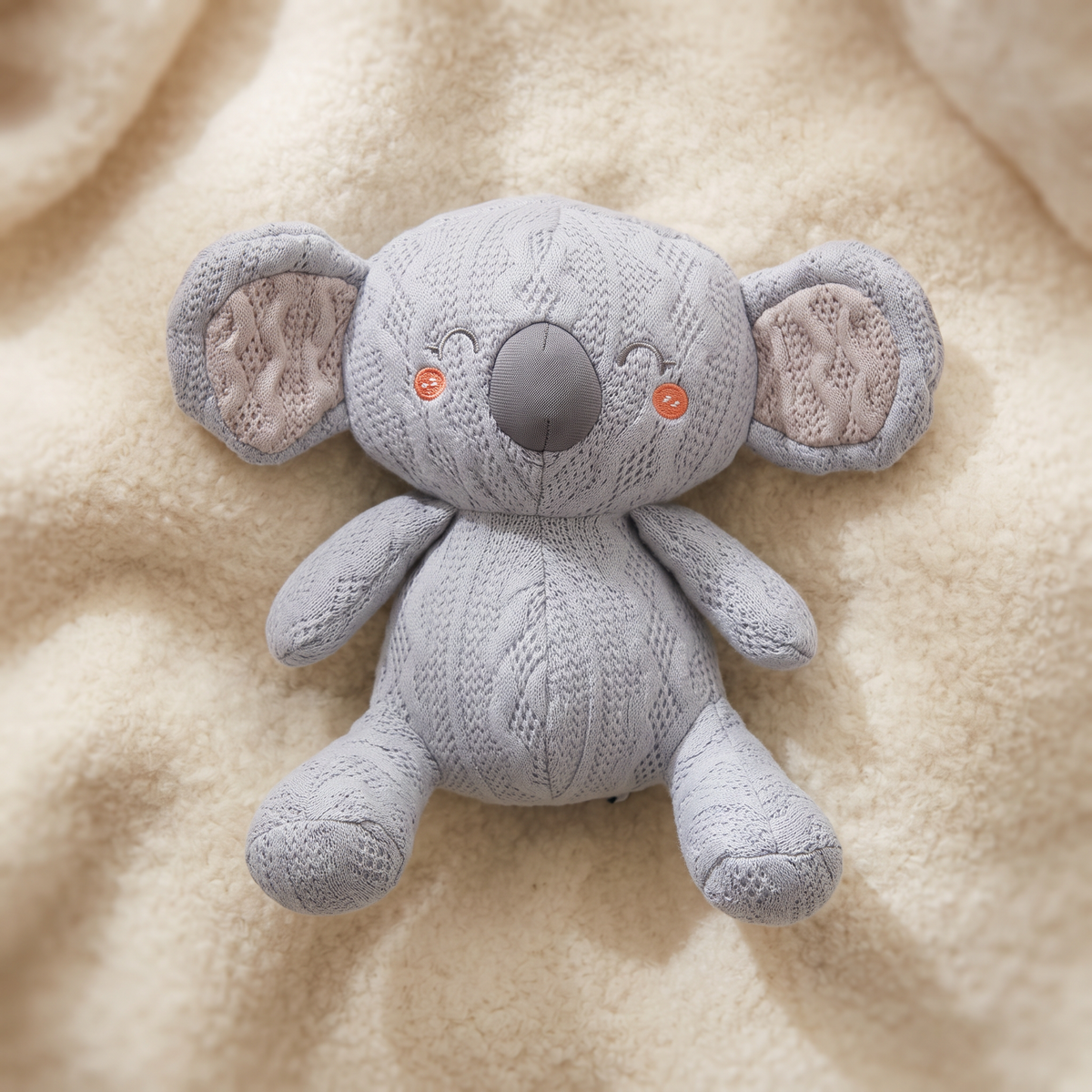 Koala Kuscheltier Strick Blau-Grau 20 cm - Detailansicht Material