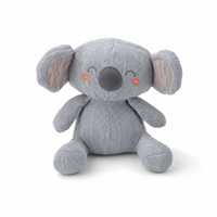 Koala Kuscheltier Strick Blau-Grau 20 cm - Frontalansicht auf weißem Hintergrund