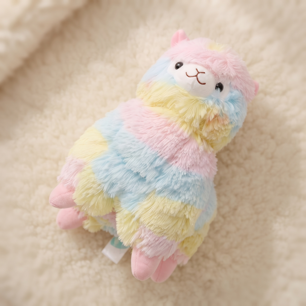Buntes Lama Kuscheltier Regenbogen 10cm - Materialdetail