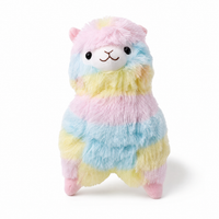Buntes Lama Kuscheltier Regenbogen 10cm - Weißer Hintergrund Frontalansicht