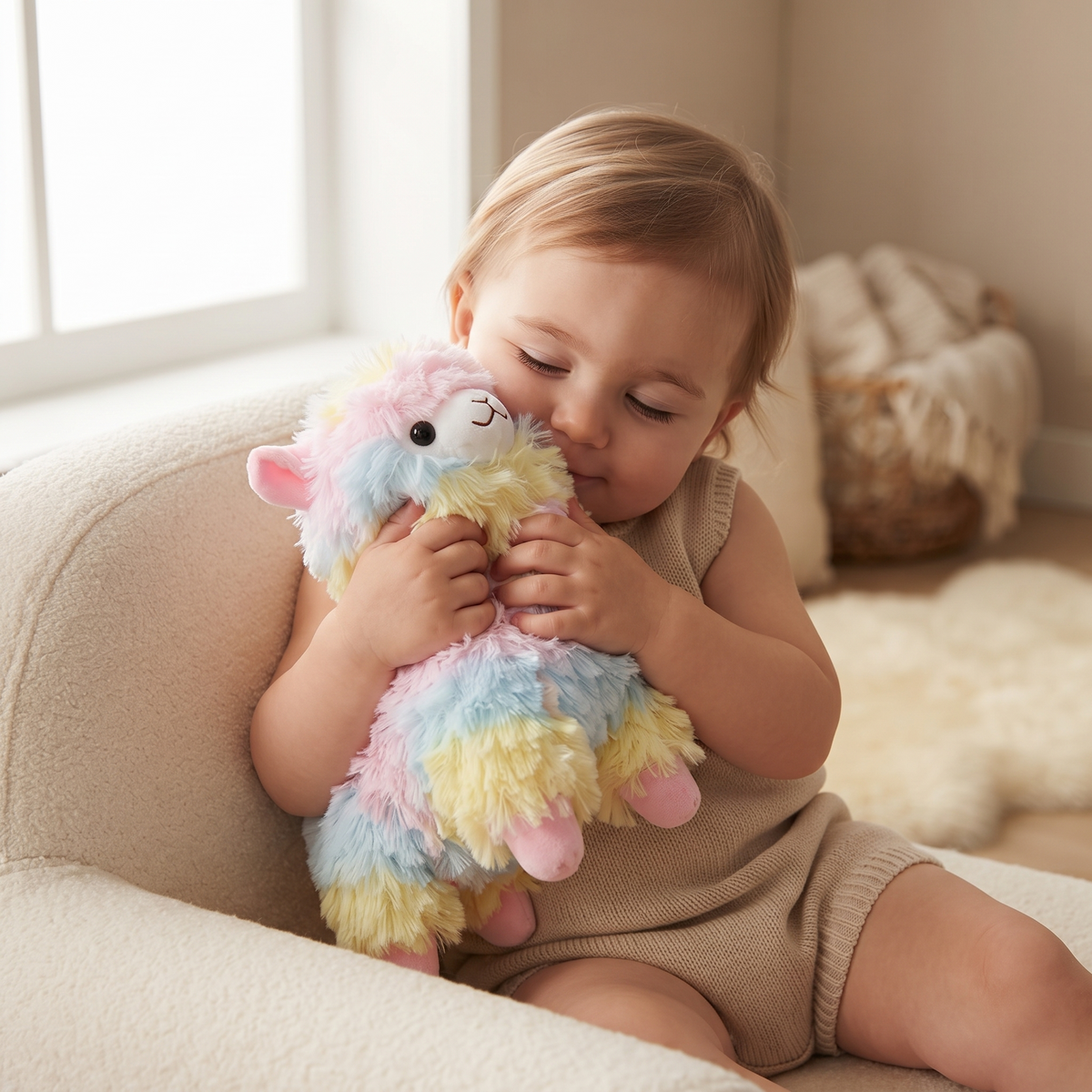 Buntes Lama Kuscheltier Regenbogen 10cm - Gemütliche Nutzung im Innenbereich