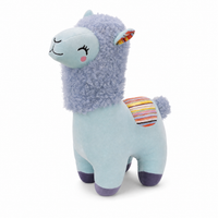 Buntes Lama Kuscheltier mit lockiger Mähne - Weißer Hintergrund Frontalansicht