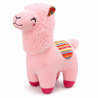 Buntes Lama Kuscheltier mit lockiger Mähne - Rosa