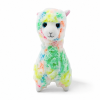 Buntes Lama Kuscheltier 15cm - Weißer Hintergrund Frontalansicht