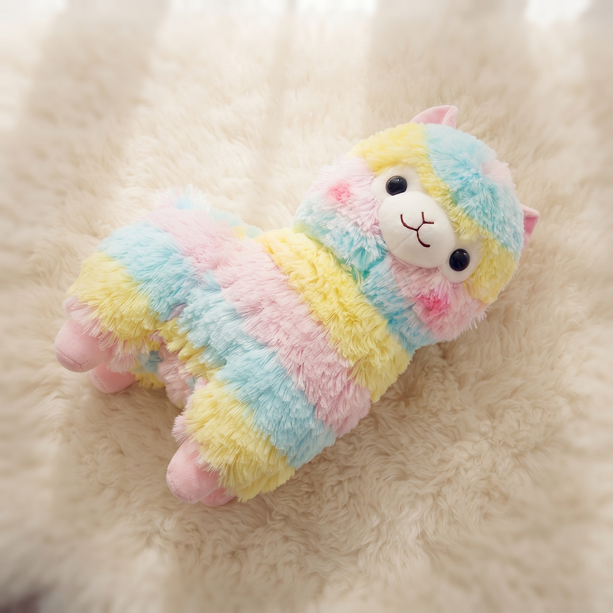 Buntes Lama Kuscheltier Regenbogen 25 cm - Materialdetail