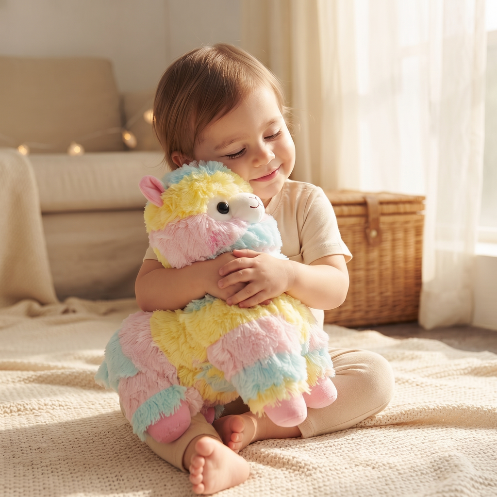 Buntes Lama Kuscheltier Regenbogen 25 cm - Gemütliche Nutzung im Innenbereich