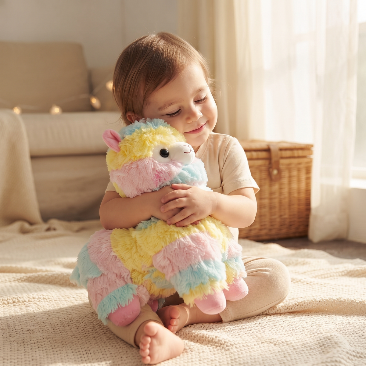 Buntes Lama Kuscheltier Regenbogen 25 cm - Gemütliche Nutzung im Innenbereich
