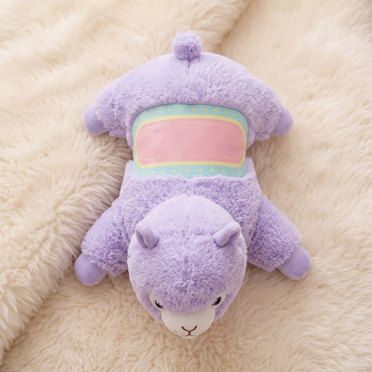 Rosa Lama Kuscheltier Regenbogen 35cm - Materialdetail