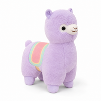 Rosa Lama Kuscheltier Regenbogen 35cm - Weißer Hintergrund Frontalansicht