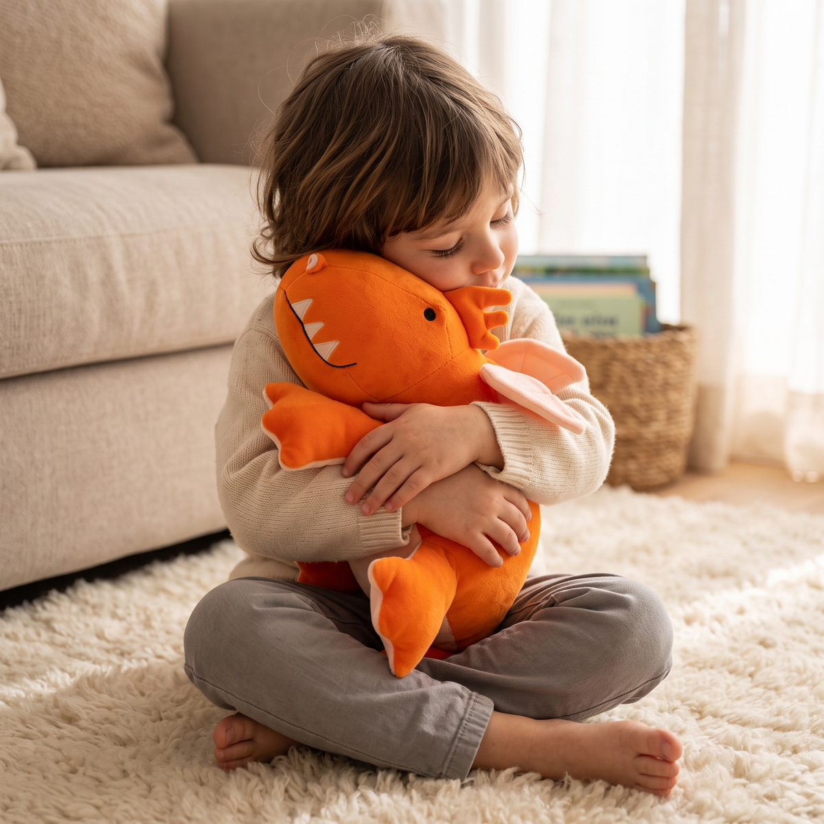 Oranges Gewichtetes Drachen Kuscheltier - Anwendung gemütlich Innenbereich