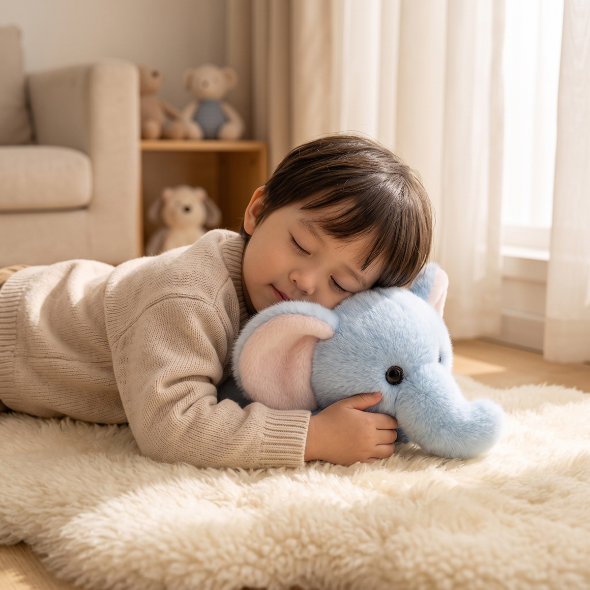 Blaues Gewichtetes Elefanten Kuscheltier 30 cm - Anwendung gemütlich Innenbereich
