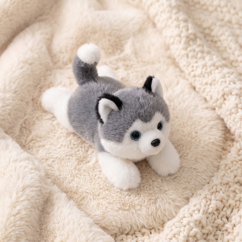 Husky Kuscheltier mit Gewicht grau-weiß - Detail Material