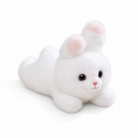 Weißes Gewichtetes Hasen Kuscheltier 30 cm - weißer Hintergrund Frontal