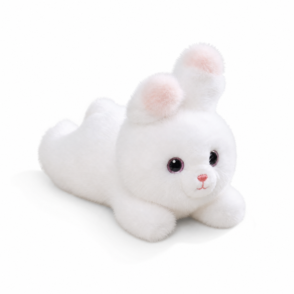 Weißes Gewichtetes Hasen Kuscheltier 30 cm - weißer Hintergrund Frontal