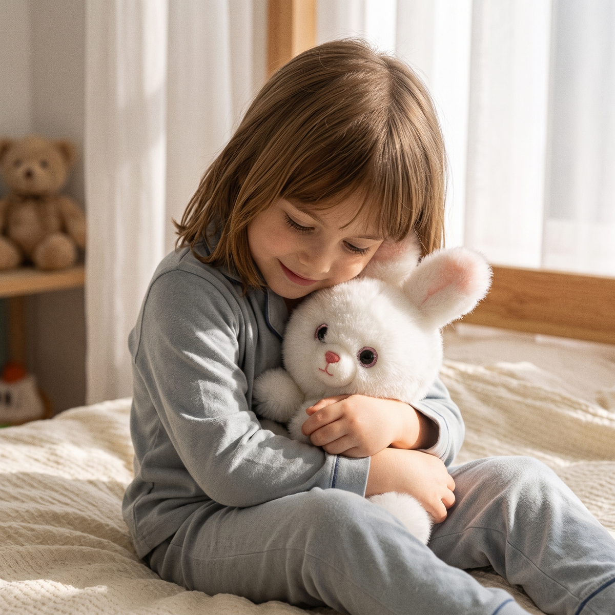Weißes Gewichtetes Hasen Kuscheltier 30 cm - Anwendung gemütlich Innenbereich