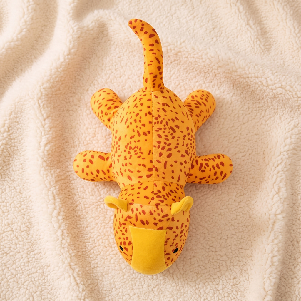 Gelbes Gewichtetes Leoparden Kuscheltier - Detail Material