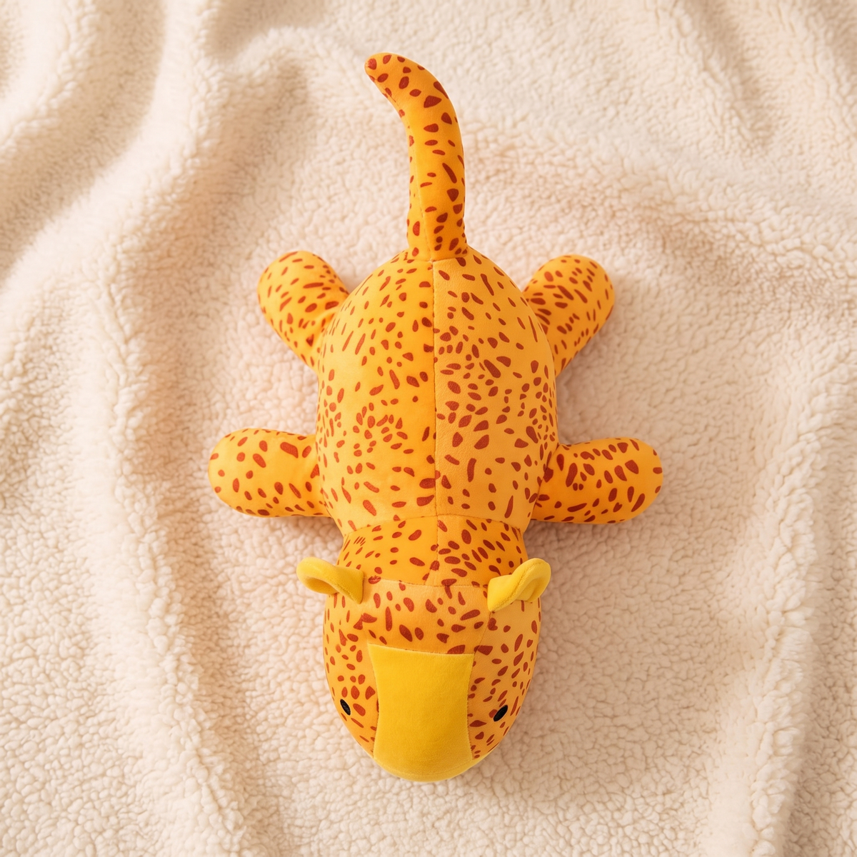 Gelbes Gewichtetes Leoparden Kuscheltier - Detail Material