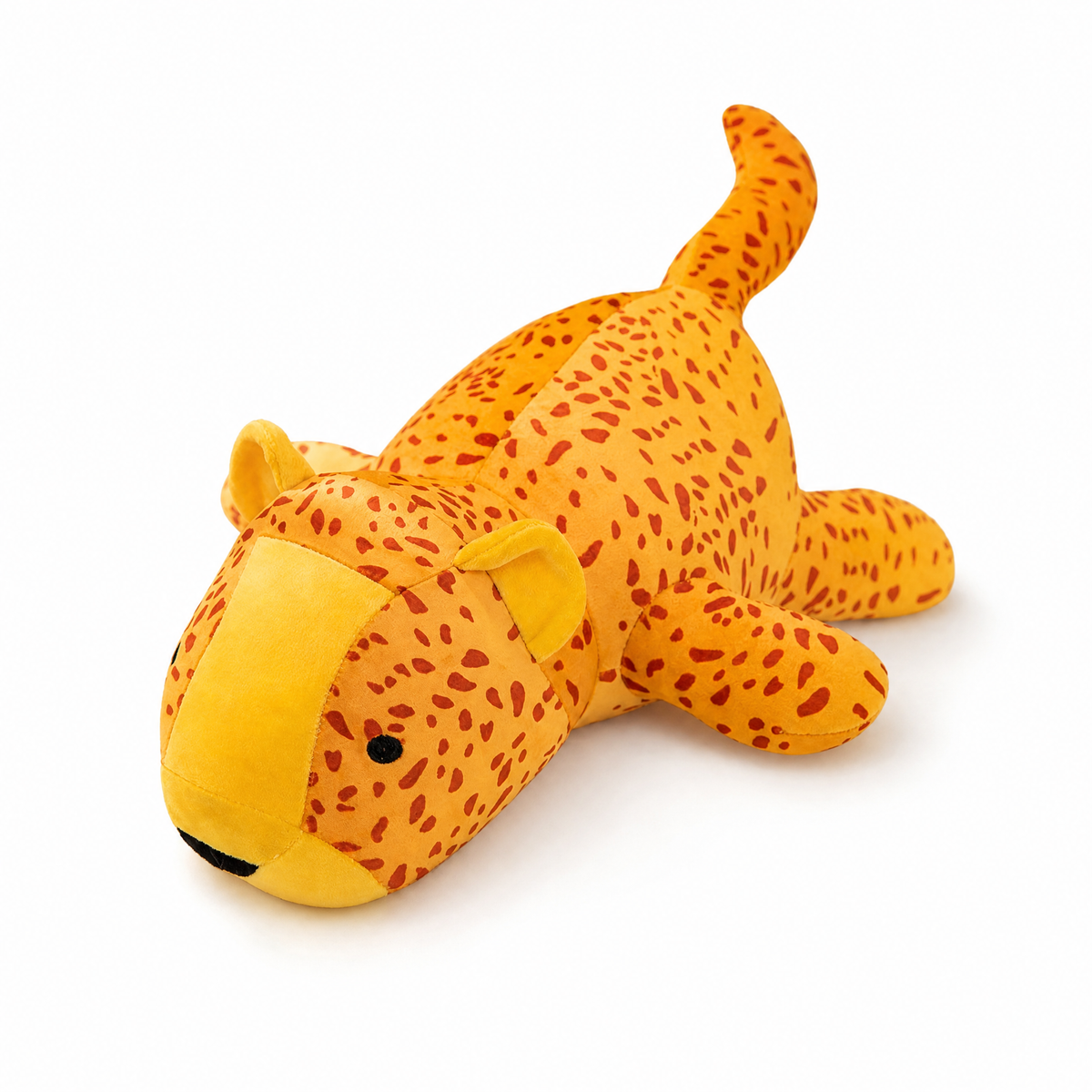 Gelbes Gewichtetes Leoparden Kuscheltier - weißer Hintergrund Frontal