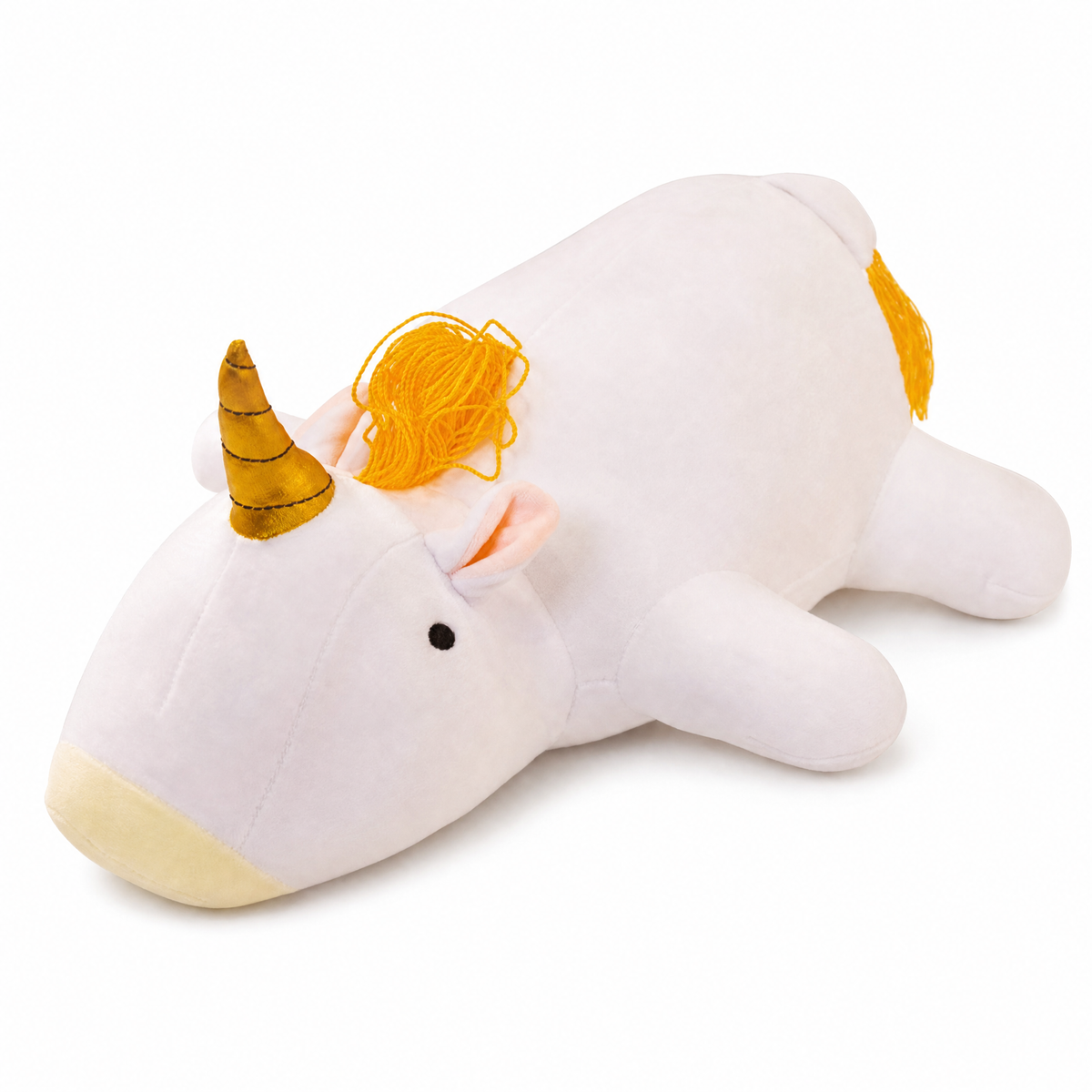 Weißes Gewichtetes Einhorn Kuscheltier - weißer Hintergrund Frontal